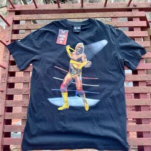 WWE Black Tee with Yellow and Gold Design